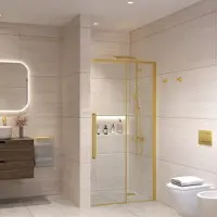 Sanivo Nisdeur Nova Soft Close 140x200 cm Geborsteld Messing Goud Helder Nano 8 mm