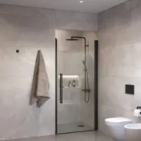 Sanivo suno nisdeur draaideur 90 cm mat zwart helder glas 8 mm nano