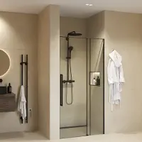 Sanivo Nisdeur Sena Met Vast Paneel Helder Glas 90x200 cm Met Montageset Mat Zwart