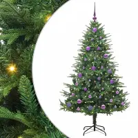 vidaXL Kunstmatige Voorverlichte Kerstboom met Ballenset Groen 150 cm