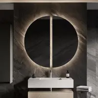 Martens & Meijer Designspiegel mars 2 halve cirkels 120hx60b cm incl. Indirecte verlichting rondom, direct geschakeld