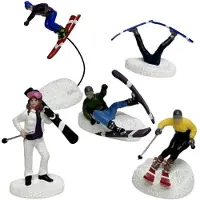 Santaville Skiers Polyresin 12cm 5 stuks