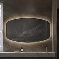 Martens & Meijer Spiegel lissabon 100x70 cm met indirecte verlichting en spiegelverwarming mat zwart