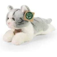 Rappa Eco Friendly Serie - Grijze Pluche Kat - 20 cm - Zacht - Milieuvriendelijk