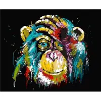 Allernieuwste.nl Canvas Schilderij Grafitti Aap Oerang Oetang - Kunst aan je Muur - Kleur - Modern Graffiti - 70 x 100 cm