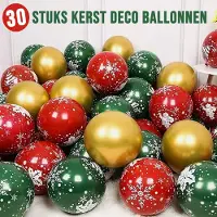Allernieuwste.nl 30 Stuks Kerst Ballonnen Kerst Sfeer Nieuwjaar Decoratie Groen Rood Goud Deco 25 cm Groot - 30 STUKS ##