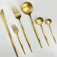 Almina Sofia Bestekset – 36-delig – 6 Personen – Edelstaal – Hoogwaardige Kwaliteit – Geborsteld Goud