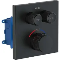 Kielle Arkas I - Thermostatische inbouwkraan, met inbouwdeel, voor 2 functies, mat zwart 10611214