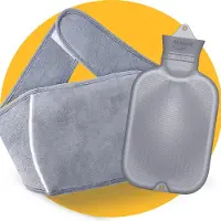 Pasper Buidel kruik Grijs - met hoes - 1,75 liter - warmwaterkruik - menstruatie pijnverlichting warmteband - kruikzak