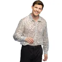 Boland Shirt disco | fun blouse (glanzend zilver, M)