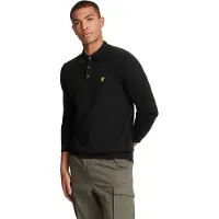 Lyle & Scott polo lange mouw effen zwart katoen