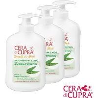 Cera di Cupra Sapone Mani e Viso Antibatterico: 3 flesjes (met pomp) € 5,95: een milde, vloeibare antibacteriële hand-, gezicht- en lichaamszeep met Propolis en Eucalyptus. Ph neutraal