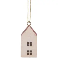 Clayre & Eef Hangers Huis 3x3x6 cm Wit Hout