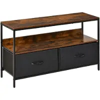 HOMCOM TV-meubel - MDF - 98x29x56cm - Rustiek bruin, grijs/zwart