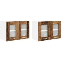 vidaXL Hangkast 2 pcs Oudhout Bewerkt hout