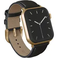Burga Leren Apple Watch Bandje 49 / 46 / 45 / 44 Mm Bandje Zwart / Goud