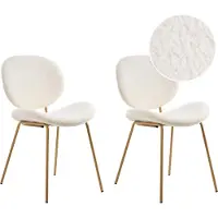 Beliani LUANA - Eetkamerstoel set van 2 - Wit/Lichtbruin - Bouclé