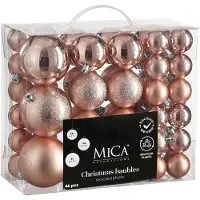 Mica Decorations Kerstballen Set - 46 Stuks - Ø4 cm, Ø6 cm en Ø8 cm - Onbreekbaar - Roze