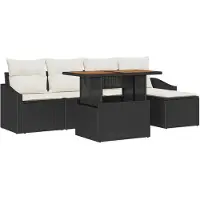 vidaXL Tuinset, 6-delig, zwart, polyrotan
