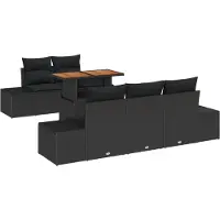 vidaXL Tuinbank Set 6 st Zwart Poly rattan