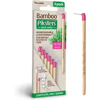 Piksters Bamboo Interdental Brushes Right Angle XX-Fine - Roze - 6 stuks