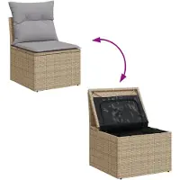 vidaXL Tuinbank Set met kussen 7 pcs Beige en Lichtgrijs poly rattan