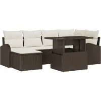 vidaXL Tuinbank Set 7 st Bruin en Crème poly rattan