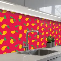 KitchenYeah Keuken achterwand 200x80 cm - Spatscherm zelfklevend Roze - Mango - Blauwe - Streepjes - Muurbeschermer - Spatwand fornuis