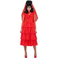Smiffys - Beetlejuice, Lydia Bride Kostuum jurk - L - Rood