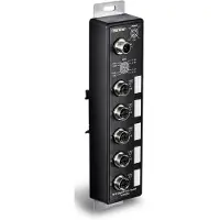 Trendnet TI-XPG50 PoE+ Spoorwegschakelaar 5-poorts Industrieel EN50155 M12 Gigabit (5 Havens), Netwerkschakelaar, Zwart