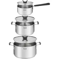 Tefal Opti'Space G7376S44, Pannenset, Roestvrij staal, Roestvrij staal, Roestvrij staal, Zwart, Glas