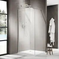 FortiFura Galeria Inloopdouche - 110x200cm - afgeronde glaswand - helder glas - wandarm - mat wit SW1418381/SW797906