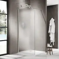 FortiFura Galeria Inloopdouche - 110x200cm - afgeronde glaswand - links - mat glas - wandarm - mat wit SW1418376/SW797906