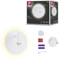 Paulmann Wandspot Kiora, dimbaar, wit / opaal, Woon-/ Eetkamer, metaal, Modern, wandlamp