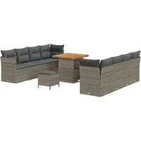 vidaXL Tuinbank Set 11 st 8-Aantal zitplaatsen Grijs poly rattan
