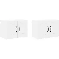 vidaXL Wandkast PORTO 2 pcs Hoogglans wit Bewerkt hout