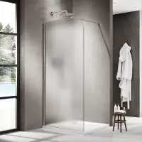 FortiFura Galeria Inloopdouche - 110x200cm - afgeronde glaswand - links - mat glas - wandarm - Chroom SW1418376/SW797904