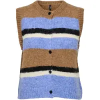 ONLY Gebreide bodywarmer 'ONLKALLIE' lichtblauw / karamel / zwart / wit