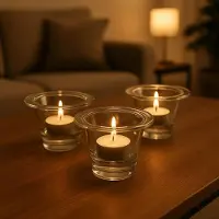 Yong Solide Horeca Theelichthouders / Waxinelichthouder - Transparant - Glas - Ø 8.5 x 8 cm - Set van 6 - Kaarshouder