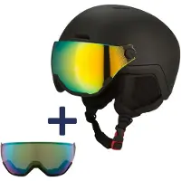 GOOFF GO-OFF XTREME skihelm met 2 vizieren (blauw-groen en groen-goud) maat S