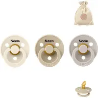 BIBS fopspenen anatomisch met naam - maat 2 - ivory, vanilla en sand + BolleToet speenzakje