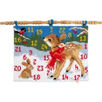 Vervaco - Kruiswandtapijt kit - Kerst - Bambi met vogel - PN-0165639 - Borduren - Borduurpakket - Borduurpakket volwassenen - Borduurpakket kind