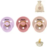 BIBS fopspenen anatomisch met naam - maat 2 - violet sky , dusty pink en blush + BolleToet speenzakje