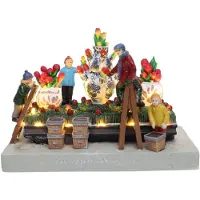 Santaville Flower Parade with Delft Blue Vases with LED polyresin 18cm