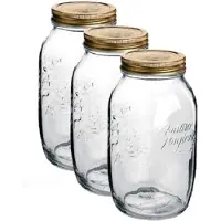 Bormioli Rocco Weckpot/inmaakpot - Pakket van 6x stuks - 1,5 Liter - glas - met draaideksel - 21 x 10 cm