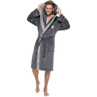 L&L Badjas - Klassieke herenbadjas - Grijs - Zachte stof - comfortabel - Lange badjas - Badjas met capuchon - Antraciet - Zachte badjas - maat XXL