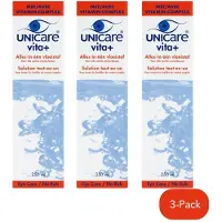 Unicare Vita+ - Alles-in-één Lenzenvloeistof - 3 x 250 ml - Voor zachte contactlenzen - Unieke formule met Provitamin B5 - Inclusief lenshouder