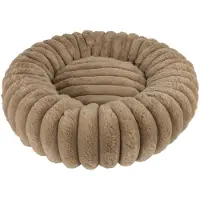District 70 RIBBA – Luxe Ronde Kattenmand van Ribfluweel & Pluche – Bruin – 45 x 45 x 15 cm