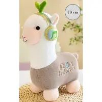 Alpaca knuffel - 70 cm - Grijs - Pluche - Lama knuffel - 70cm