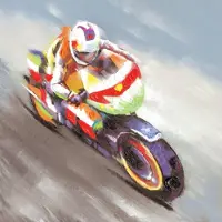 Allernieuwste.nl Canvas Schilderij Motorracer Abstract Motorsport - Kunst aan je Muur - Abstract Modern Graffiti - kleur - 60 x 60 cm